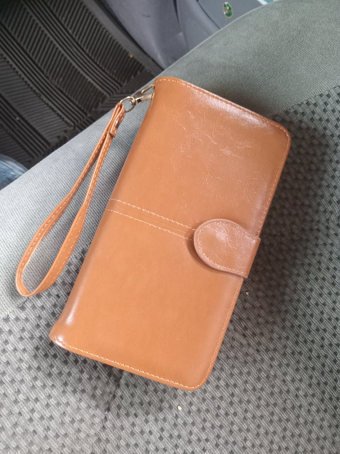 2 Section, Wristlet Wallet Phone pouch Tan Black Blue Pink Red, Zipper & Snap Lg 2 Sections ...SALE: Buy 1, 2nd 20% Off